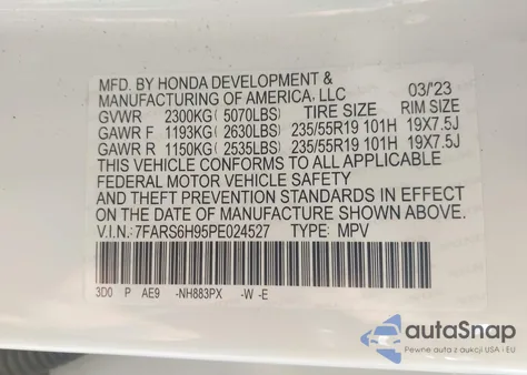 2023 Honda Cr-V Hybrid Sport Touring из США, поврежденный, VIN 7FARS6H95PE024527